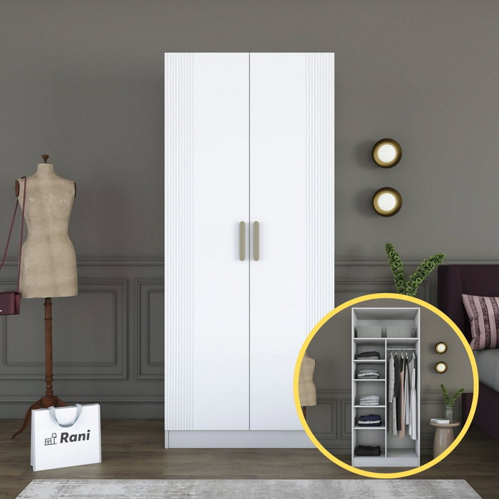 Hanah Home Armario Blanco con Estanterías Hanah Home Armario Blanco con Estanterías